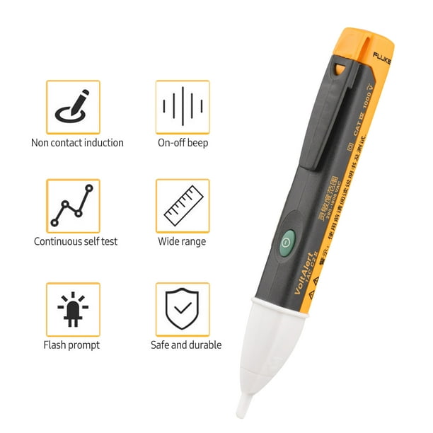 FLUKE Mini stylo de test électrique portatif Testeur de tension sans  contact Outil de détection de tension de haute précision Détection de  tension AC 200 ~ 1000 V Alarme sonore et lumineuse 