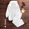 thumbnail image 3 of Aihuaihua Womens 2 Piece Fleece Outfits Long Sleeve Zip Up Hoodie Jacket and Drawstring Wide Leg Pants Winter Comfy Clothes Set White, 3 of 5