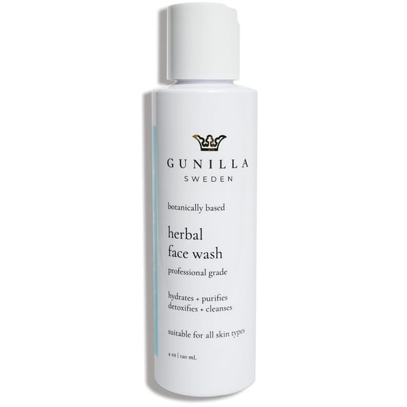 GUNILLA Herbal Face Wash - Crema limpiadora diaria muy suave para pieles secas, normales y sensibles. Elimina la suciedad, el aceite y las impurezas. A base de plantas. Vegano. Natural. Concentrado 4.