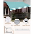 thumbnail image 4 of Farmhouse Aqua White Striped Sun Shade Sail 6.5'x10' Rectangle Outdoor Shade Canopy, Modern Stripes Porch Shades Outdoor Sun Blocking Screen, Sunshade Cloth Covers for Patio/Deck/Garden, 4 of 5