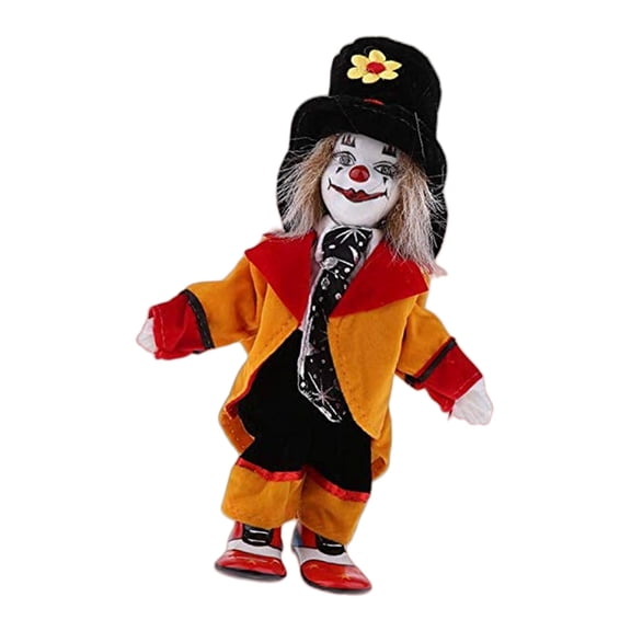 Sinyiin Porcelain Clown Doll Figurine Classical Decorative Statue Nostalgic Accessories