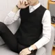 thumbnail image 3 of Suéter de punto para hombre, de negocios, sin mangas, negro, ropa para hombre, chaleco beige con cuello en V, blanco, holgado, informal, de diseñador, de lujo, antiguo, 3 of 4