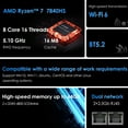 thumbnail image 2 of BRE NUC N7P Mini PC de Jeu AMD Ryzen 7 7840HS, 32 Go DDR5, 1 To SSD, Win11 Pro, 2 of 11