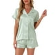 thumbnail image 1 of Conjuntos de pijama para mujer INSPIRE CHIC de manga corta con botones y pantalones cortos, conjuntos de lounge 2XL verde guisante, 1 of 1