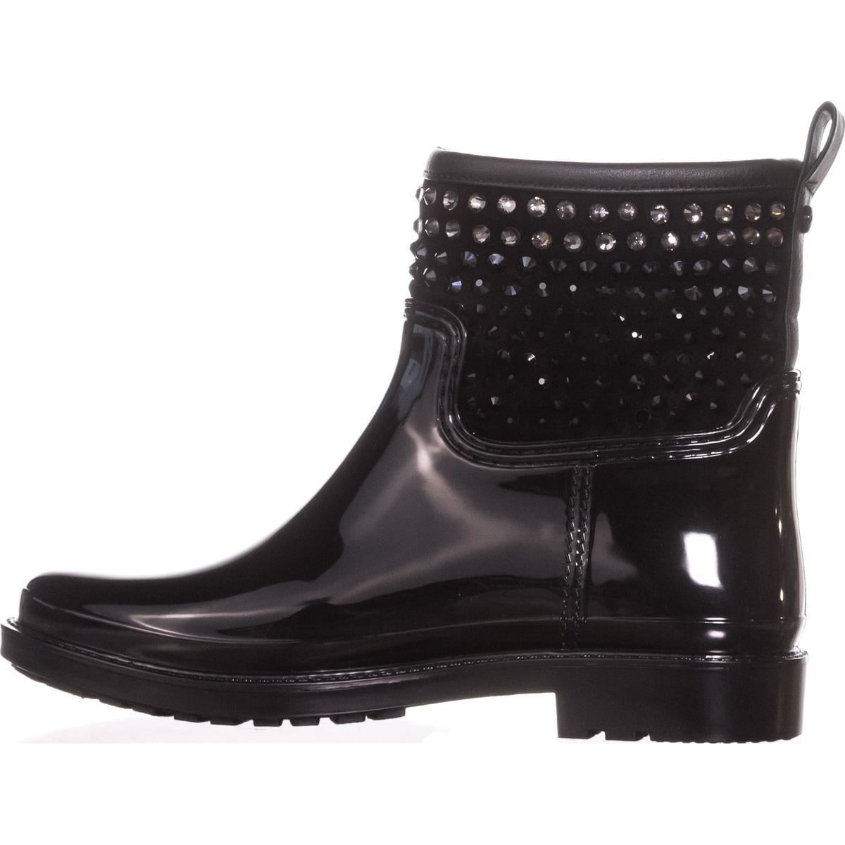 Womens MICHAEL Michael Kors Dani Rainbootie Short Rain Boots, Black Studs,  7 US / 37 EU 