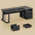thumbnail image 2 of 70.9" Executive Desk with Power Outlet, Large Office Desk with Drawers & Lateral File Cabinet, Modern Long Computer Desk with Adjustable Storage Shelves, Workstation Business Furniture (Grey), 2 of 8