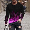 thumbnail image 2 of Penkiiy 3D Graphic Flame Print Shirts for Mens Casual Long Sleeve Tee Shirts Top XL Hot Pink, 2 of 5