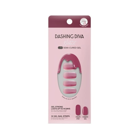 Dashing Diva Glaze Semi-Cured Gel Nail Stickers, Sangria Glaze, 32 Count