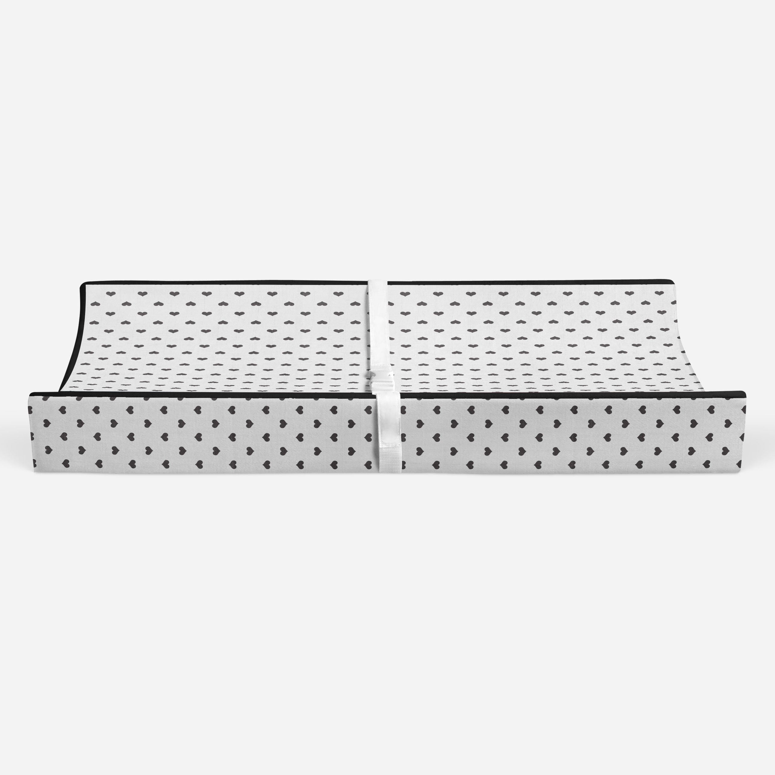 Bacati - Hearts Black Quilted Muslin Changing Pad Cover