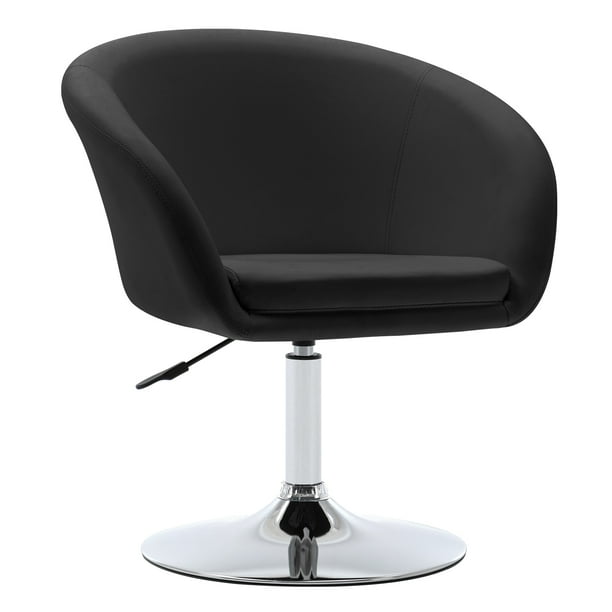 Duhome Elegant Contemporary Vanity Accent Lounge Chair Tufted Round Back Adjustable Swivel Tail Pu Leather Black Com Duhome Elegant Contemporary Vanity, Round Pod Swivel Chair