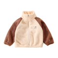 thumbnail image 2 of Kids Thick Warm Fuzzy Fleece Coat, Boys & Girls Fleece Lined Outerwear with Mock Neck, 2025 Fashion Basic Long Sleeve Jacket for Fall and Winter Season Brown, 2 of 4