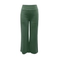 thumbnail image 4 of Women's Wide Leg Yoga Trousers with Pockets, High Waisted Elastic Waistband Sport Casual Work Pants, Breathable Comfortable Lounge Wear for Office, Gym and Daily Activities Green M, 4 of 5