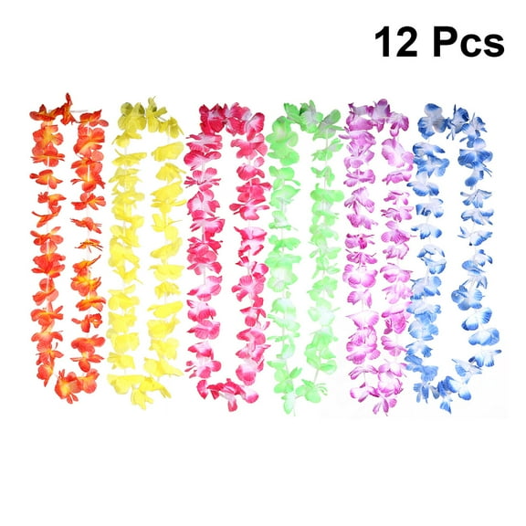 Hemobllo Hawaiian Lei Gars Festival Luau Assorted Color 12pcs