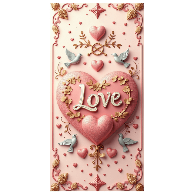 Love Themed Pink Cherry Blossom Banner Valentine's Day Celebration Backdrop Photo Prop Background Romantic Setting Event Decor