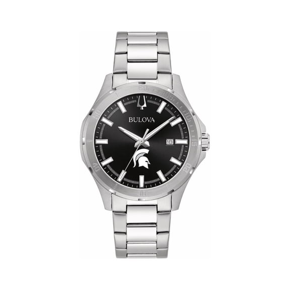 Men's Bulova Black Michigan State Spartans Stainless Steel Classic Sport Watch