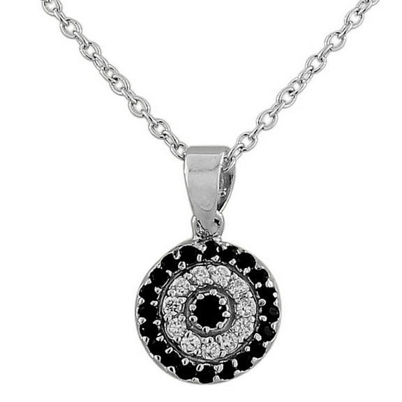 925 Sterling Silver Evil Eye Hamsa White Black CZ Womens Pendant Necklace