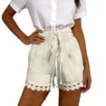 thumbnail image 7 of Miluxas Women's High Waisted Lace Trim Shorts Solid Casual Summer Comfy Short Pants for Beach & Vacation Beige, 7 of 7
