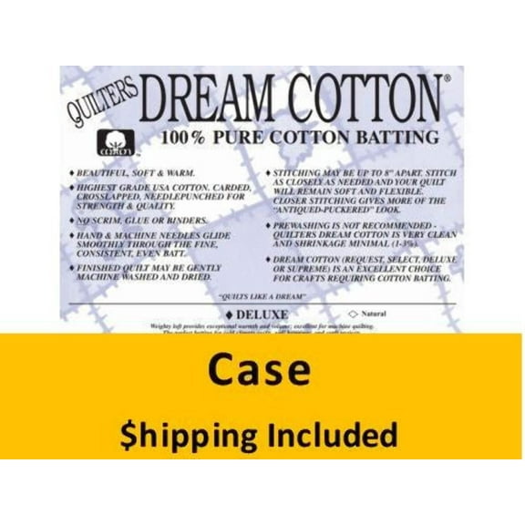 N6K Dream Cotton Natural  Deluxe Batting (Case(3), KIng 120 in x 122 in) shipping included*