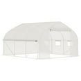 thumbnail image 2 of Outdoor Storage Shed Outsunny 11.5' x 10' x 6.5' Walk-in Tunnel Greenhouse, Green House with Zippered Mesh Door, 7 Mesh Windows & Roll-up Sidewalls, Upgraded Gardening Plant Hot House with Galvanized, 2 of 10