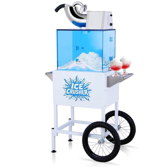 Dolonm 40L Electric Shaved Ice Maker, Commercial Ice Machine with Wheel & Storage Box, Transparent Storage Snow Cone Machine Bin for Outdoor, Square