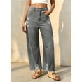 thumbnail image 3 of Women Barrel Leg Casual Jeans Loose Copped Ripped Denim Pants, 3 of 6