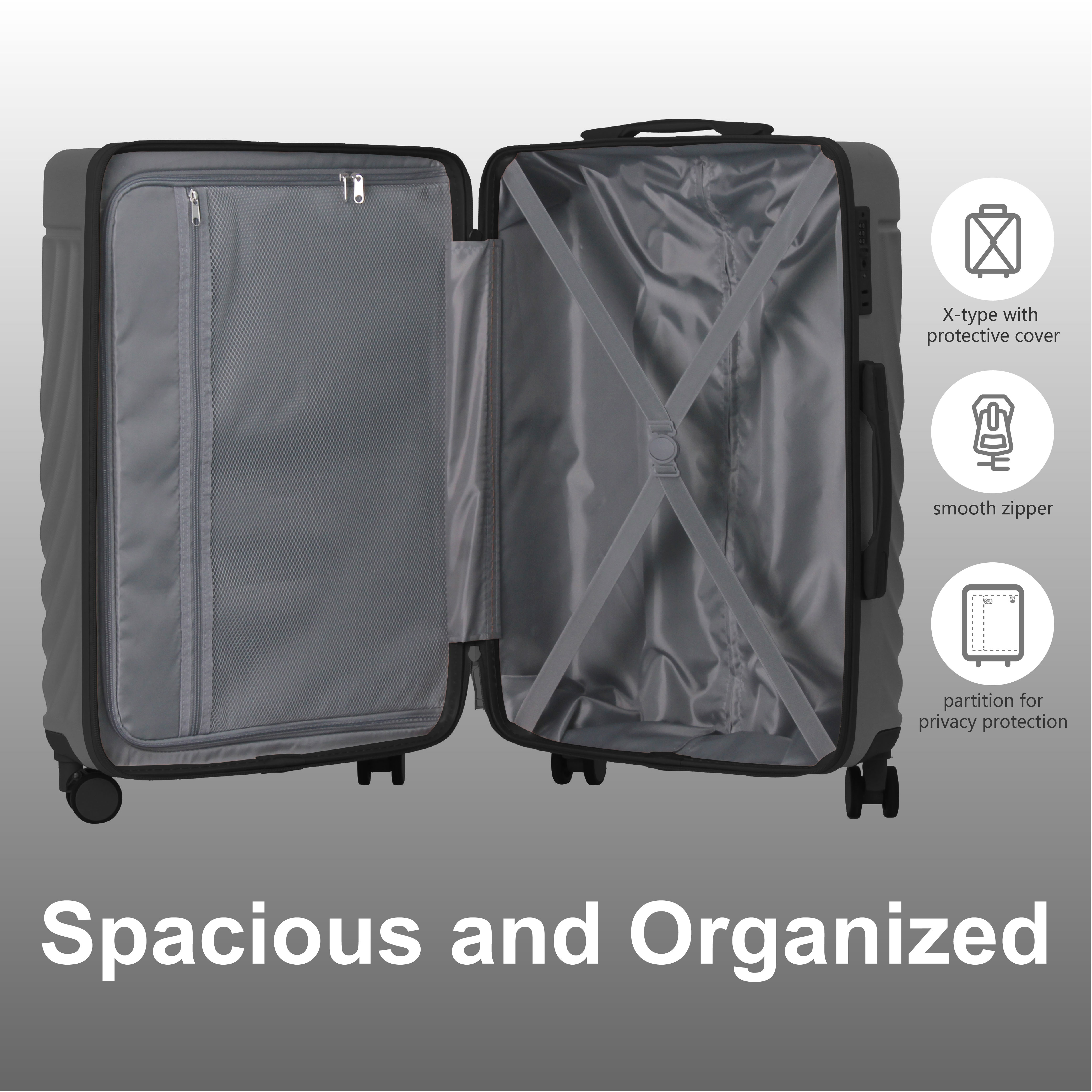 MAYEERTY 3-Piece ABS Luggage Set – Spinner Wheels, TSA Lock, Durable Suitcases, Ash Gray