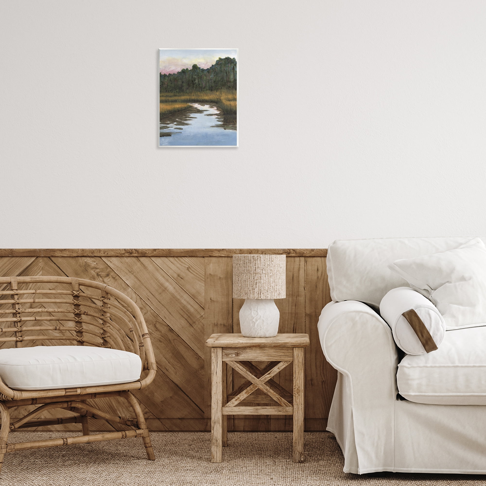 Stupell Industries Peace Stream in Nature Landscape & Nature Painting Unframed Art Print Wall Art, 11 x 14