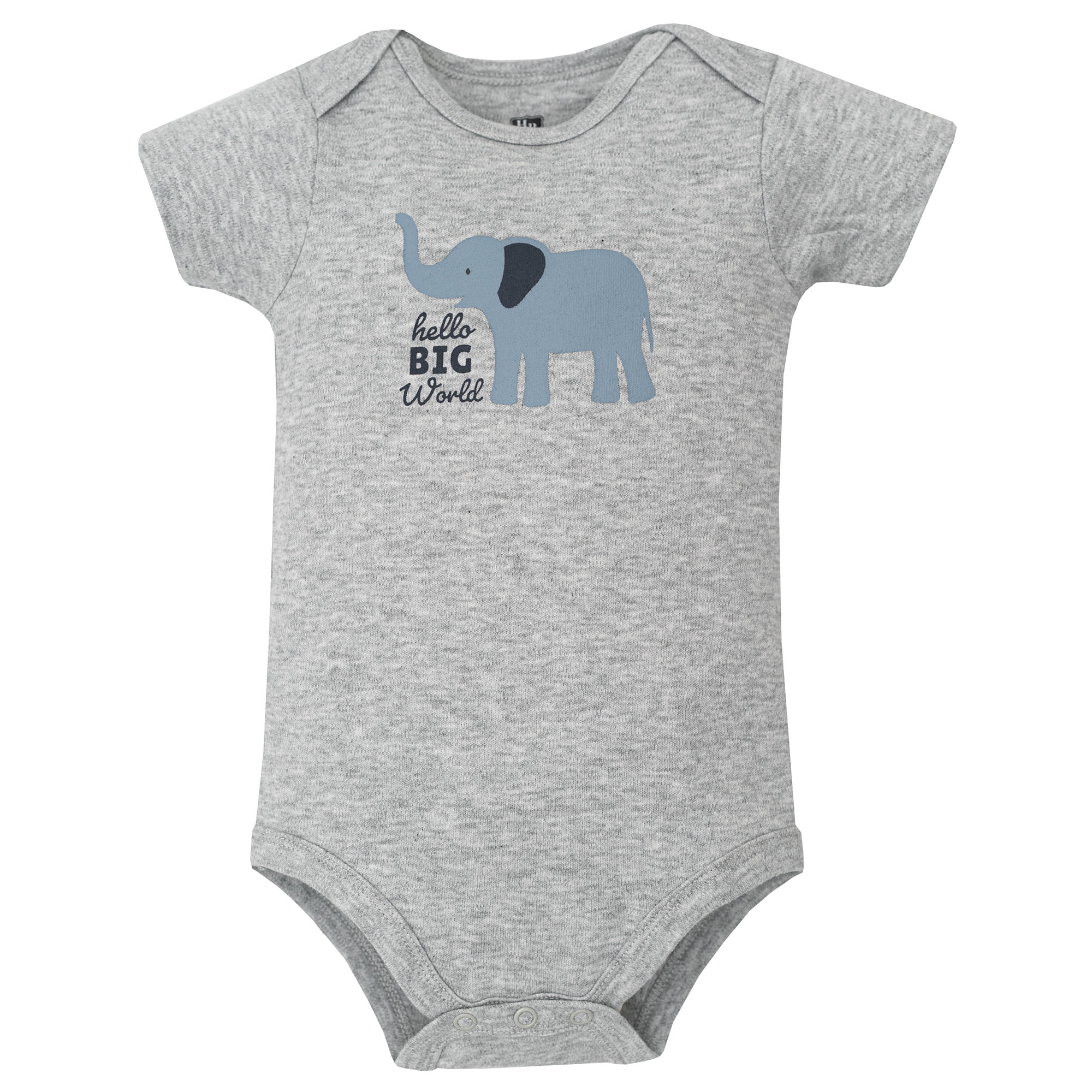 Hudson Baby Infant Boys Cotton Bodysuits 5-Pack, Blue Elephant Peanut, 12-18 Months