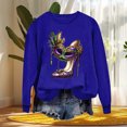 thumbnail image 4 of Xuyuer Women's Carnival Printed Long Sleeved Round Neck Mardi Gras Sweatshirt Carnival Outfits Women Carnival Sweatshirts Fat Tuesday Fashionable Pullover Tops, 4 of 6