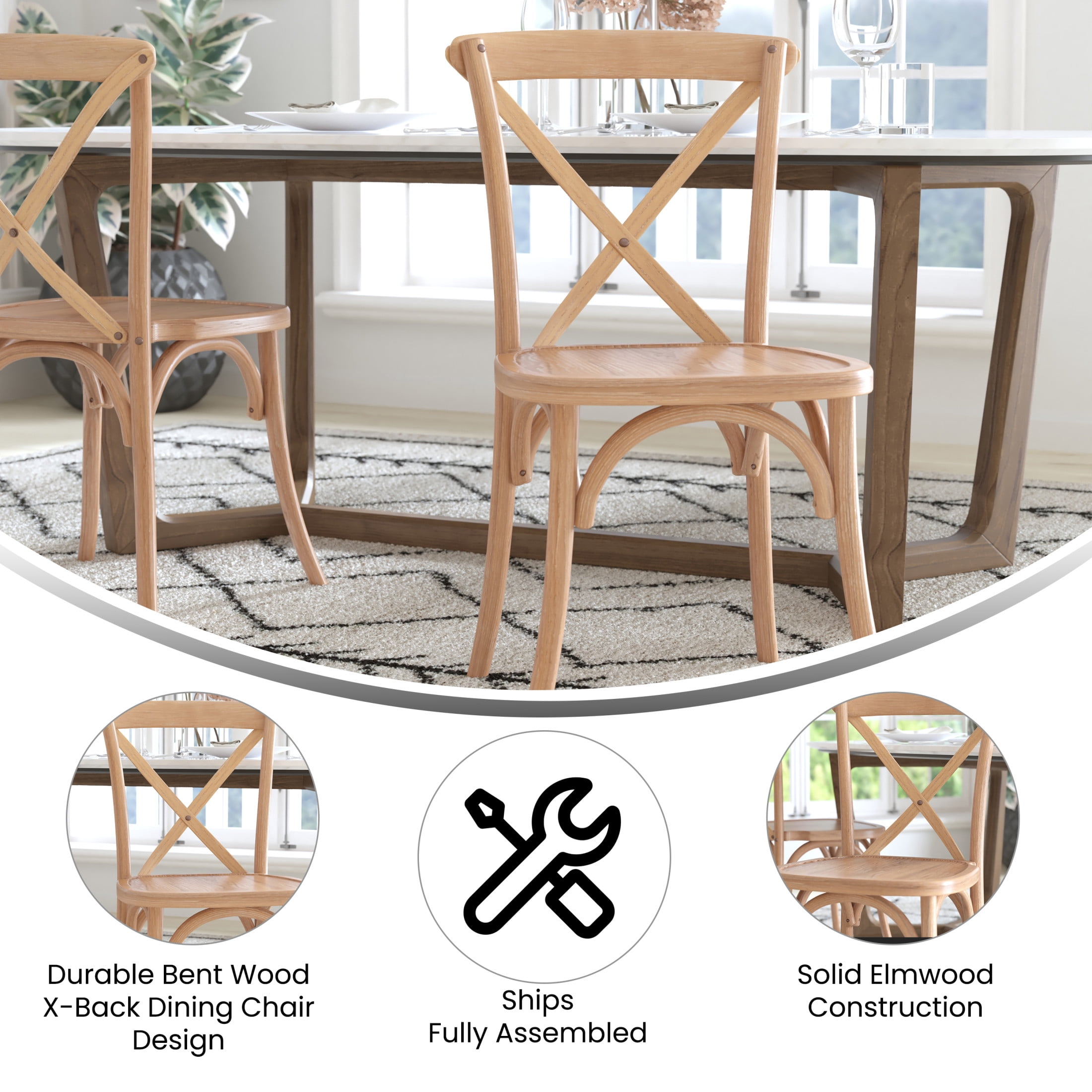 Merrick Lane X-Back Bistro Style Wooden High Back Dining Chair in Driftwood