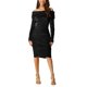 thumbnail image 2 of Vestido de cóctel midi ajustado de un hombro con fruncidos de INSPIRE CHIC para mujer en negro L, 2 of 6