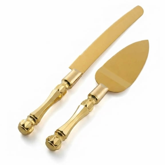 Homi Styles Wedding Cake Knife and Server Set | Elegant Gold Color Premium 420 Stainless Steel Titanium Gold plated Blades | Cake & Pie Serving Set for Wedding Cake, Birthdays, Anniversaries,