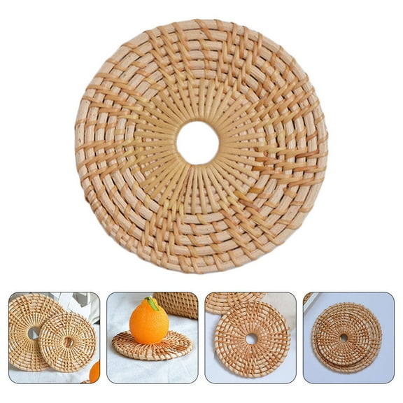 COSMOBETTY 8PCS Woven Coasters Rattan Placemats for Dining Table Heat Insulation