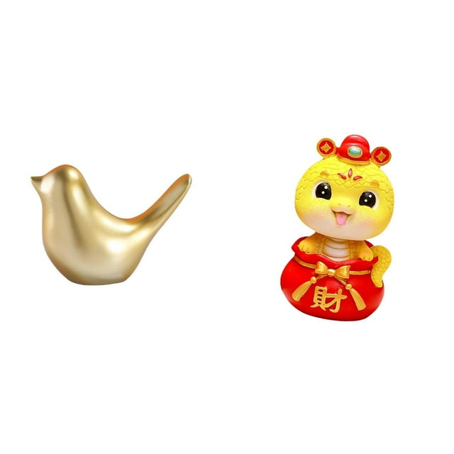 Figura de pájaros,Figura de pájaro dorado,decoración del hogar,estatua de animal,Estatuas decorativas de pájaros pequeños como accesorios de exhibición,Estatua de serpiente china,Estatua