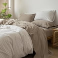 thumbnail image 1 of Bedding Sheet Set Washed Cotton Linen Like Textu Breathable Durable Soft Comfy (Dark Orange Queen), 1 of 5
