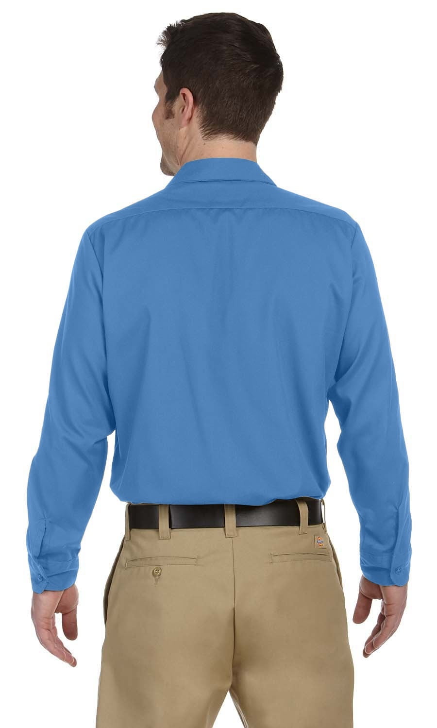 Dickies Men's Long Sleeve Industrial Wrinkle Resistant Work Shirt, Light Blue Dow, M