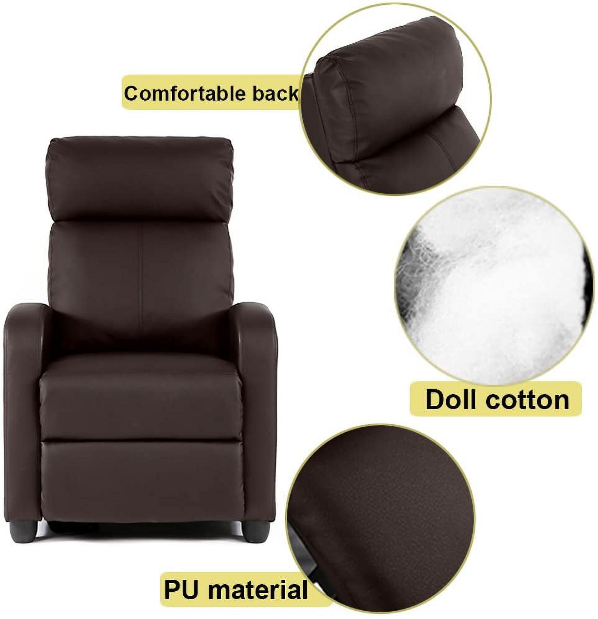 Single Recliner Chair Sofa Furniture Modern Leather Chaise Couch - image 3 of 7