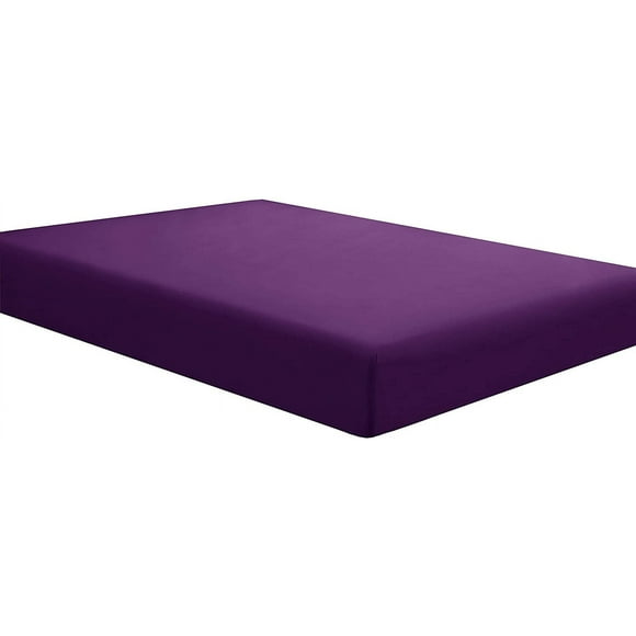 shiyou-Fitted Bottom Sheet for Mattress, Single Twin Size Purple Microfiber Fitted Sheet with Deep Pocket