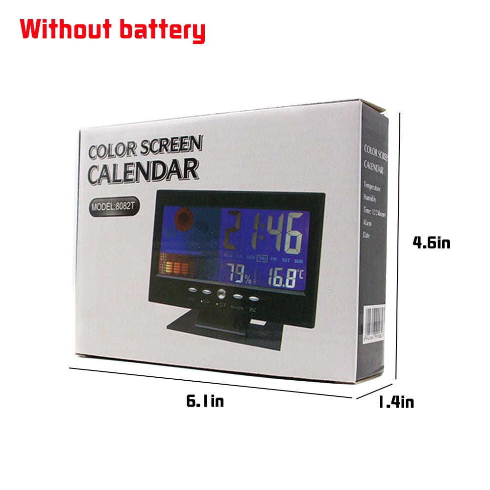 FZFLZDH Desktop Voice Control Alarm Clock LED Temperature and Humidity Monitor Digital Weather Station Calendar