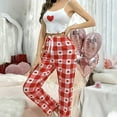 thumbnail image 2 of Christmas pajamas "Women's Sexy Sleepwear Set Heart Checkered Long Pants And Top Loungewear", 2 of 8