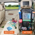 thumbnail image 4 of Organizador de asiento trasero de coche, paquete de 2 organizadores de asiento de coche con soporte para tableta con pantalla táctil, 10 bolsillos de almacenamiento para asiento trasero de coche y al, 4 of 5