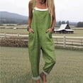 thumbnail image 4 of KPOPLK Women's Casual Wide Leg Overalls Loose Fit Jumpsuits Solid Color Adjustable Strap Bib Romper Fall Clothes Green XL, 4 of 4