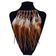 thumbnail image 1 of Collares de plumas preciosas exageradas con diseño indio y cadena de plumas de cuero estilo étnico turco para mujer, joyería llamativa, marrón, 1 of 5