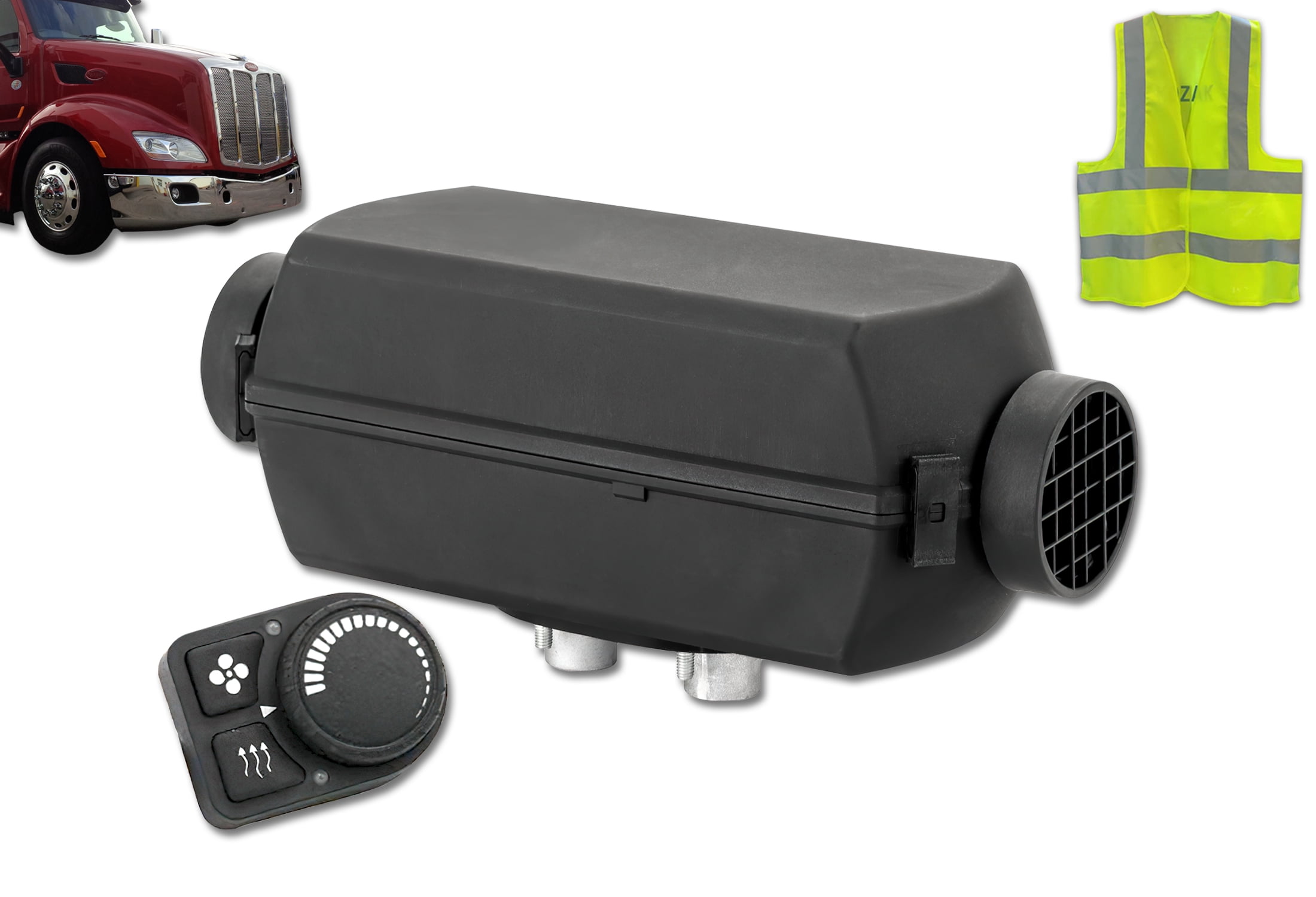 AUTOTERM Air 2D (Planar) 2 kW Diesel Air Heater 12V with PU-5 controller  Similar to Webasto, Airtronic, Eberspacher, Espar for Peterbilt 579 386  Truck PLUS Logo and Vest 