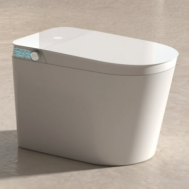 One Piece Intelligent Tankless Toilet with Bidet Built In, Modern Smart Toilet with Automatic Flushing, Heated Seat, Rear Wash, Front Wash, Warm Air Drying, Remote Control