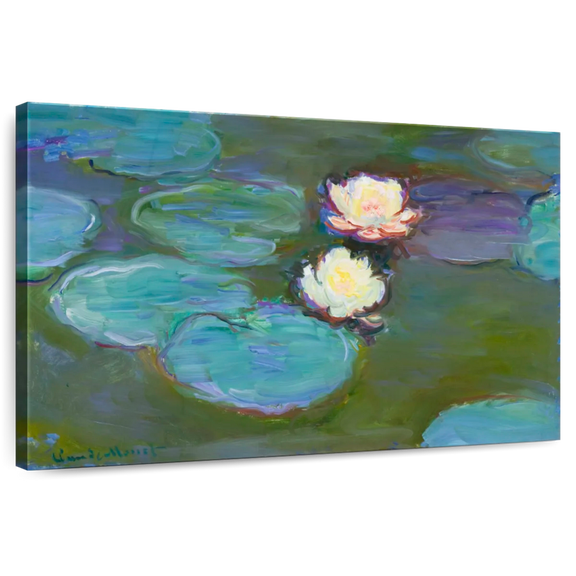 Elephant Stock Nympheas 1897-1898 Wall Art - Horizontal Canvas Wall Art - Living Room Wall Decor - Floral And Botanical Canvas - Teal And Purple Decor By Claude Monet - 12" x 8"