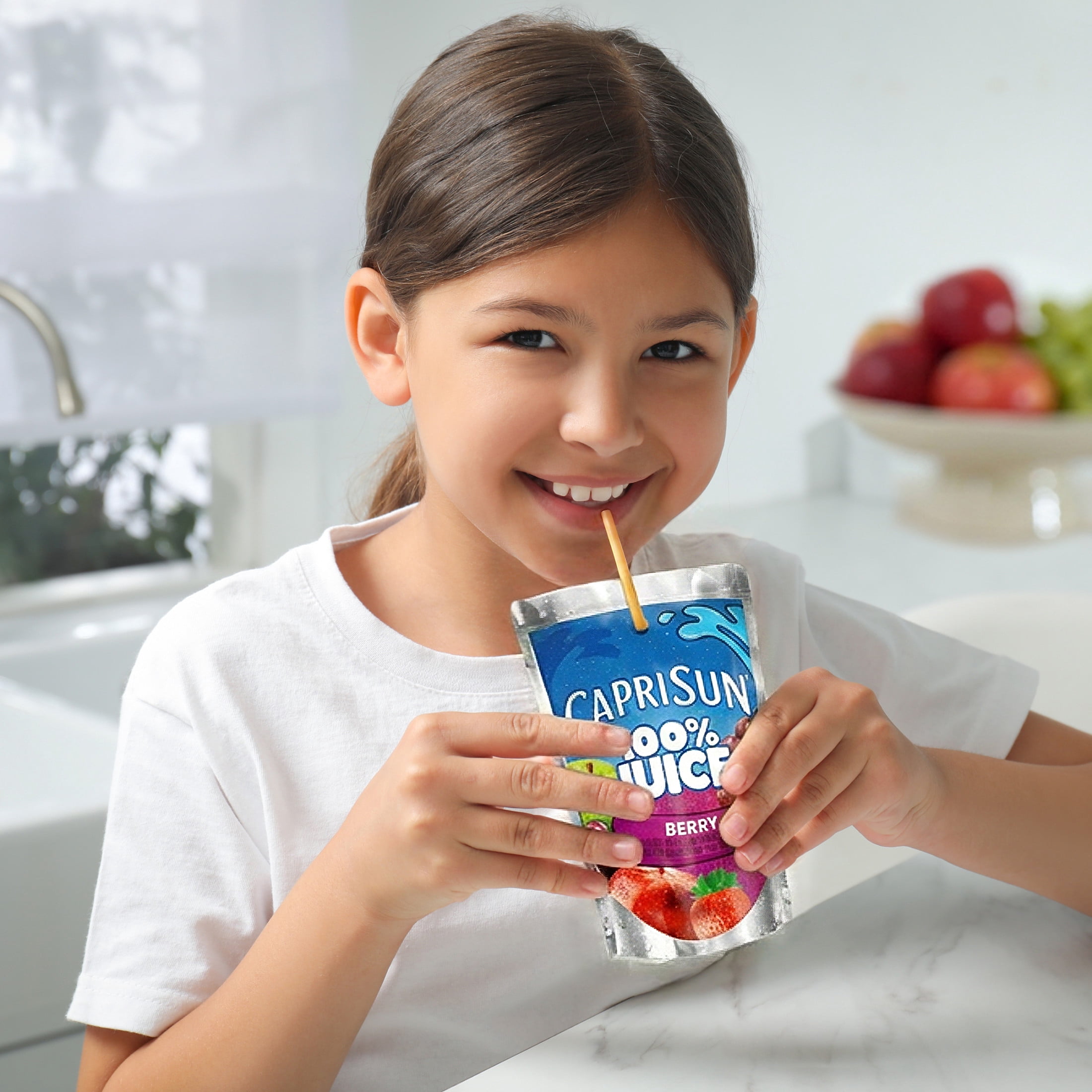 Capri Sun 100% Juice Blend from Concentrate Juice Boxes, 10 Pouches, for School Lunches and On-the-Go Hydration, Berry with Added Ingredients and Other Natural Flavor, All Natural Ingredients, 6 oz