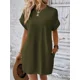 thumbnail image 1 of Vestido corto de verano con bolsillos laterales para mujer, traje de estilo coreano con cuello redondo, cómodo e informal, Color liso, 1 of 5