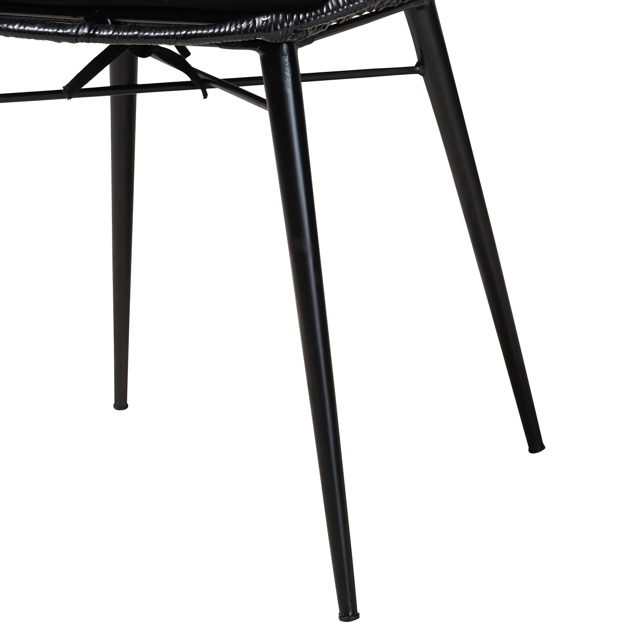 bali & pari Brenna Rattan BOHO Dining Chairs, Set of 2, Black