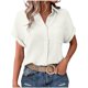 thumbnail image 3 of Auralook Women Solid Blouses Short Sleeve Button Down Shirts Turndown Collar Business Casual Dressy Work Tops Summer Spring Clothes, 3 of 8